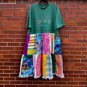 Handmade Reworked Single Stitch Myrtle Beach Patchwork T-Shirt Dress Plus 1X 2X